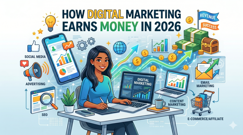 how digital marketing earns money